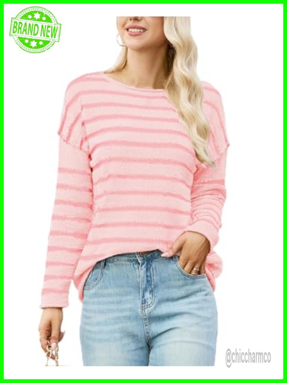 Women's Striped Sweater Lightweight Knit Pullover